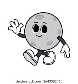Vector Moon Character Waving on White Background