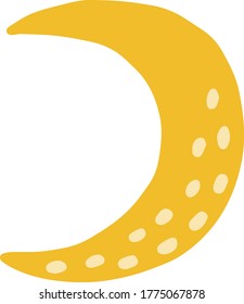 Vector moon, cute space, yellow moon, bedtime, sleeping design, children night sky, resting