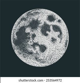 Vector moon dotwork