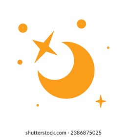 Luna vectorial con la galaxia de la ilustración boho.