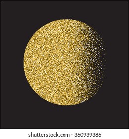 Vector Moon With Gold Texture, Glitter Background With Gold Texture, Glitter