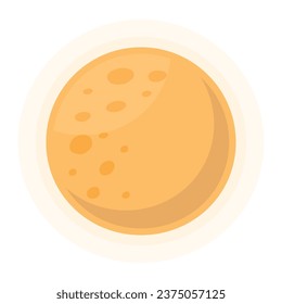 Vector moon icon in cartoon style isolated on dark background.