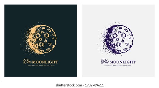 Ilustración de la luna vectorial sobre fondo oscuro. Ideal para tatuarse