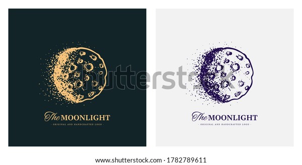 Vector moon illustration on dark background. Ideal\
for tattoo