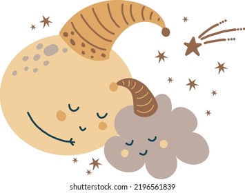 The vector moon illustration is perfect for a poster in the nursery, registration of invitations to a baby shower