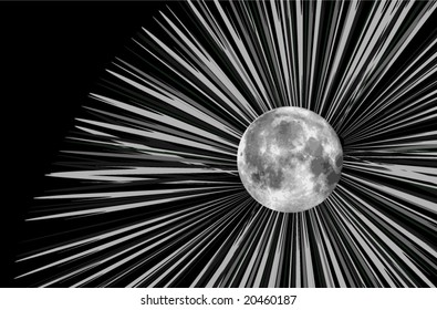 Vector moon illustration and rays