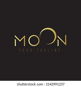 Vector moon logotype on black background. creative concept. strong and elegant simple design