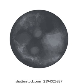 Vector Moon painted in watercolor. Space illustration.