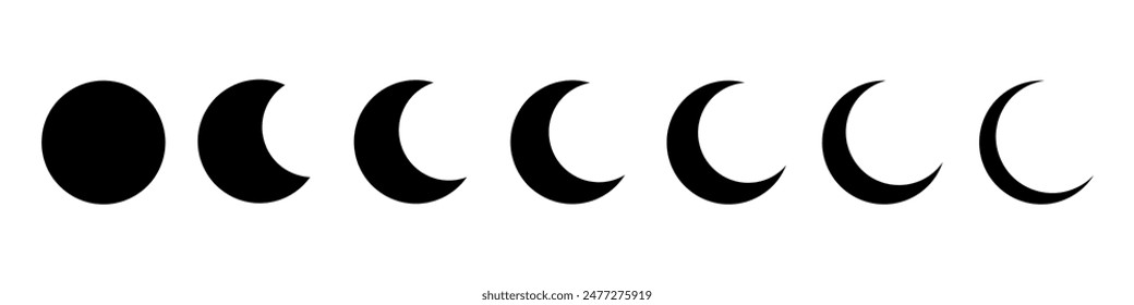 Vector Moon Phases isolated on white. Moon shapes for design.