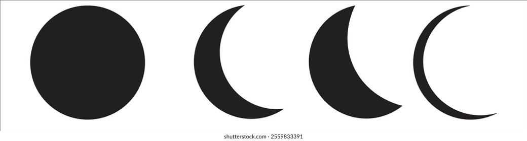 Vector Moon Phases isolated on white. Moon shapes for design