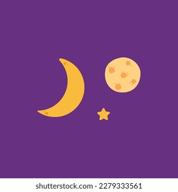 vector of moon, planet and star. space illustration