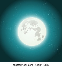 Vector moon shining night on dark green background dalaxi background