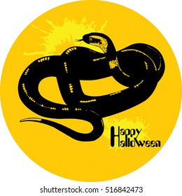 vector moon with snake on white background