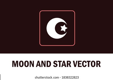Vektorgrafik von Mond und Sternsymbol einzeln auf dunklem Hintergrund. Für Designer.