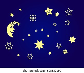 vector moon and stars