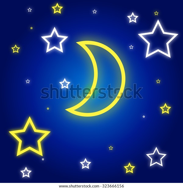 Vector moon and
stars