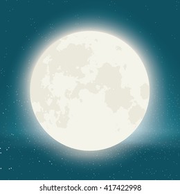 Vector moon with stars in background.