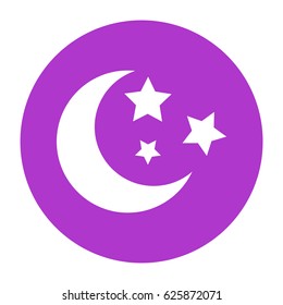 Vector Moon And Stars In Circle Icon
