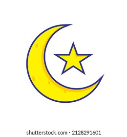 luna vectorial y estrellas del logotipo islámico en el mes de ramadán