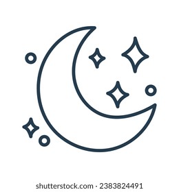 Vector moon with stars night sky space dudl linear cartoon coloring