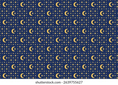Vector Moon And Stars Pattern Night Sky Seamless 