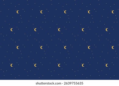 Vector Moon And Stars Pattern Night Sky Seamless 