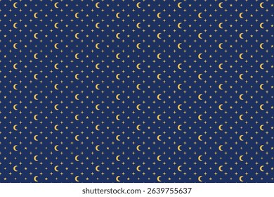 Vector Moon And Stars Pattern Night Sky Seamless 
