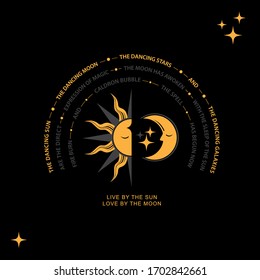 Vector moon sun, fantastic print