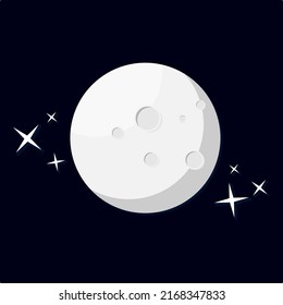 vector moon when full with stars around it