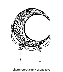 Vector of Moon in zentangle style
