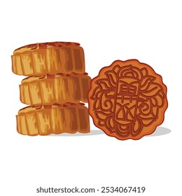 vector of Mooncake for Chinese mid-autumn festival food.