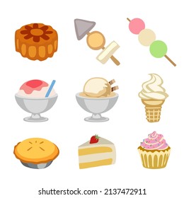 vector mooncake skewers ice cream shaved ice cake cupcake dessert dango