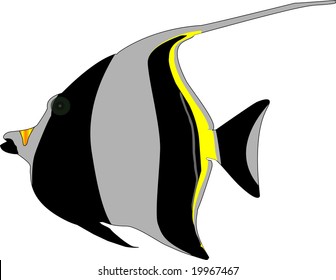 Vector of Moorish Idol (Zanclus cornutus) the type of fish known as Gill in Finding Nemo.