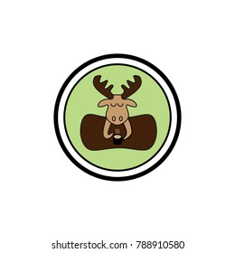 vector moose drinking cup of coffee