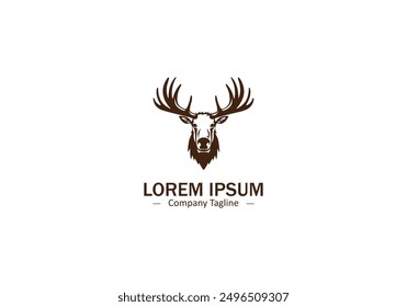 Vector Moose head, face for retro logos, emblems, badges, labels template design element. Isolated on white background