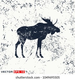 vector moose silhouette on grunge background