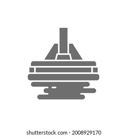 Vector mop, professional cleaning swab grey icon.