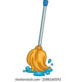 a vector of a mop with some water