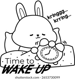 Un Vector de una alarma matutina sonando en color blanco y negro