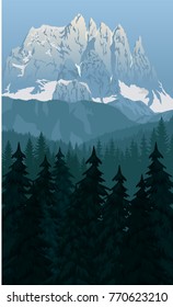 vector morning in beautiful mountains