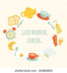 Vector morning breakfast frame