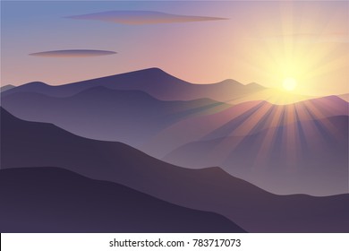 Vector Morning at Mountains