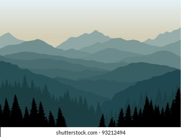 Vector Morning at Mountains