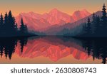 vector morning on a mountain lake