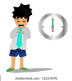 Vector - Morning.He wake up in the morning for go to work.