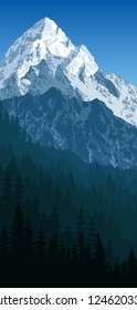 vector morning in winter mountains