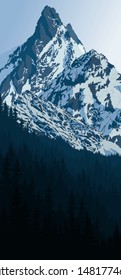 vector morning in winter mountains