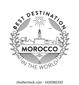 Vector Morocco City Badge, Linear Style