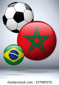 Vector - Morocco Flag with Soccer Ball Background