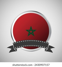 Vector Morocco Round Flag Banner Vector Illustration